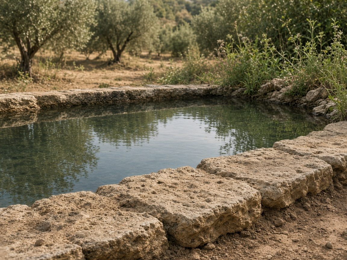 Bordo di vasca in pietra, senza arredi da hotel
