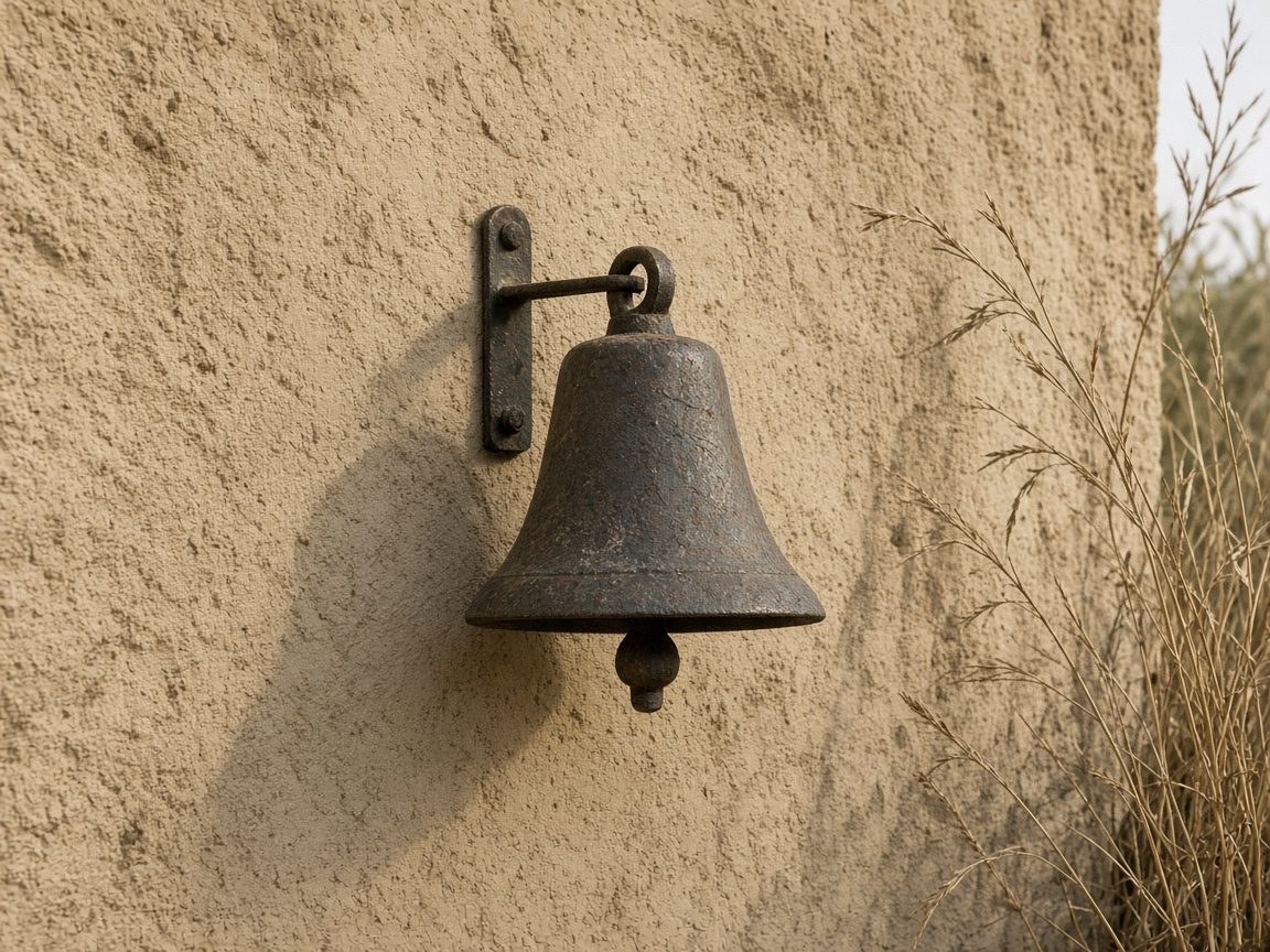 Campana di ferro su una parete in pietra